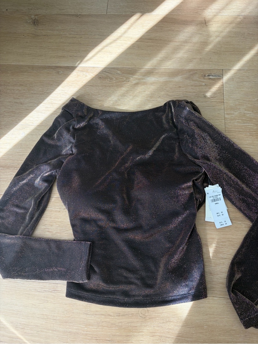 Abercrombie & Fitch Shimmery Chocolate Brown Long Sleeve Top